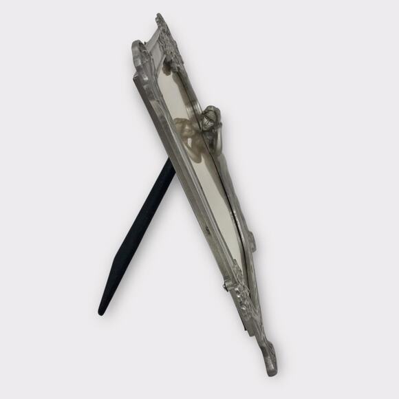 Art Nouveau Pewter Silver Picture Frame Fairy Lady by the Lake & Flowers - Picture 4 of 7